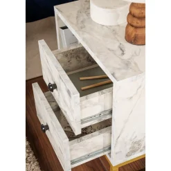 Glimmer sängbord - Freesia marmor/guld