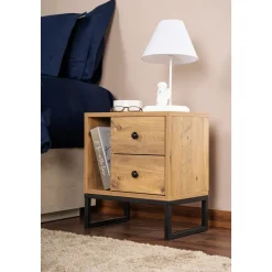 Glimmer sängbord - Furu/svart