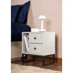 Glimmer sängbord - Grå/svart