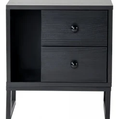 Glimmer sängbord - Svart trä/svart