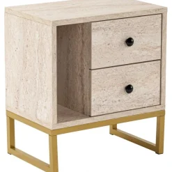 Glimmer sängbord - Travertin/guld