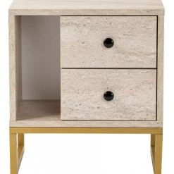 Glimmer sängbord - Travertin/guld