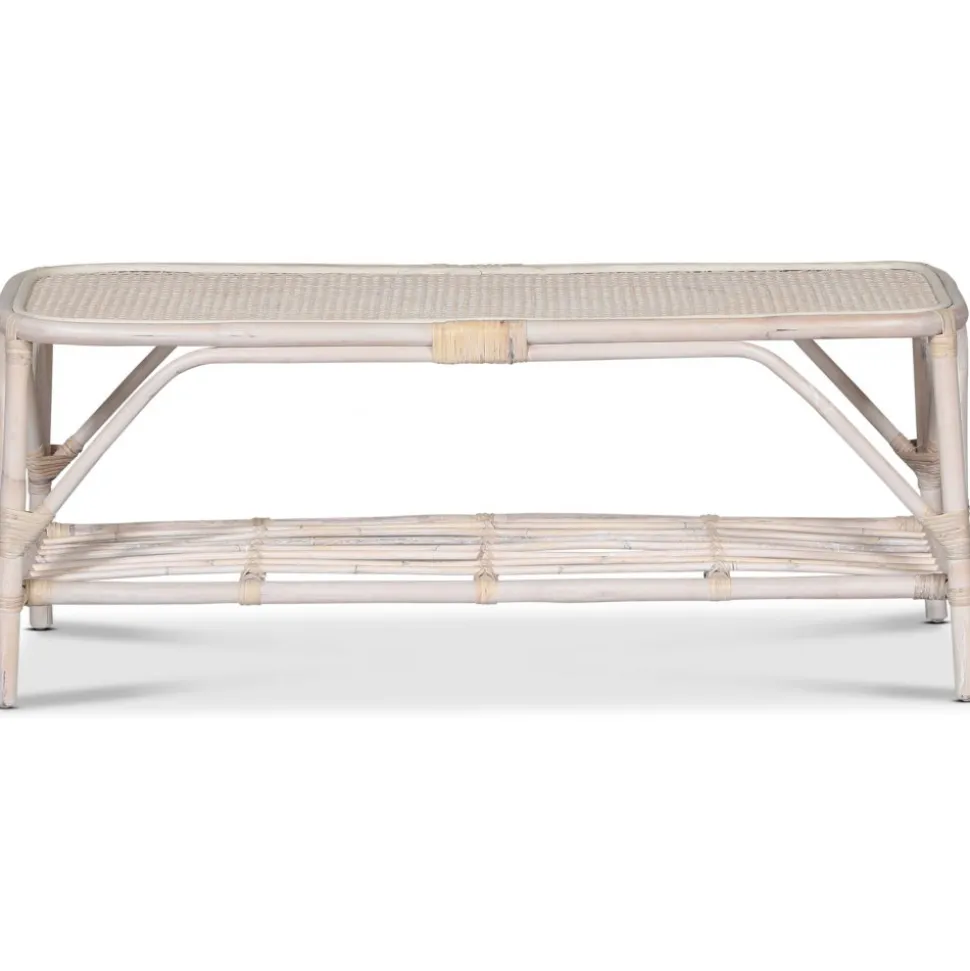 Glory Webbing soffbord i rotting 110 x 50 cm - Whitewash + Möbeltassar