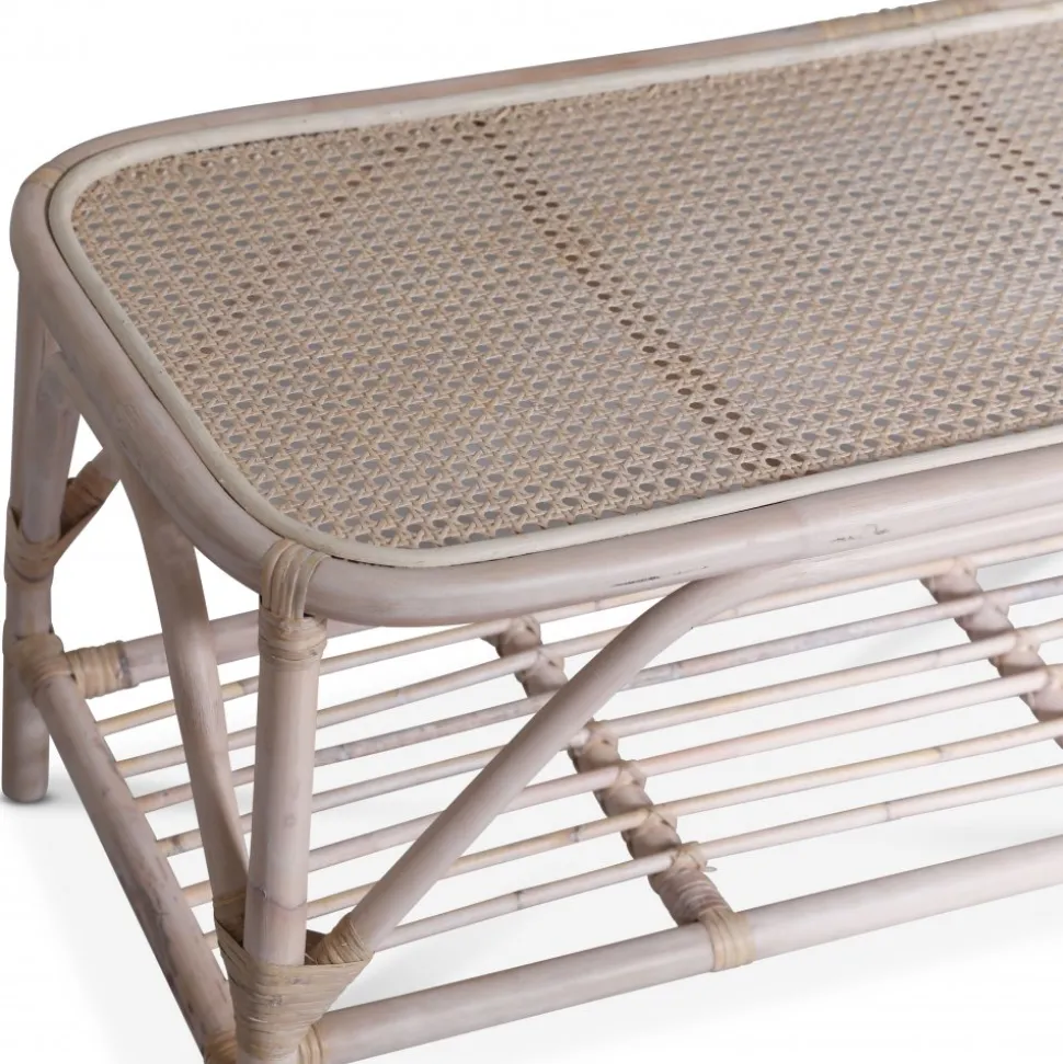 Glory Webbing soffbord i rotting 110 x 50 cm - Whitewash + Möbeltassar
