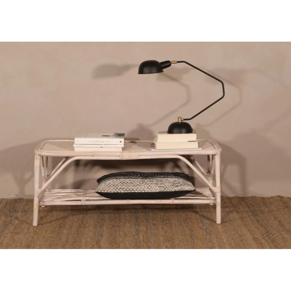 Glory Webbing soffbord i rotting 110 x 50 cm - Whitewash + Möbeltassar