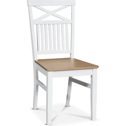 Gåsö matgrupp: Bord 160/210 cm inklusive 6 Fårö stolar med kryss - Vit/Ek + 6.00 x Stolsdyna