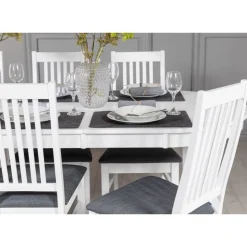 Gåsö matgrupp ovalt utdragbart inklusive 6 st Gåsö stolar - Vit + 6.00 x Stolsdyna