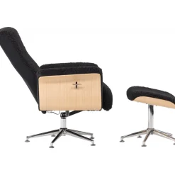 Hagön reclinerfåtölj med fotpall - Svart/oljad ek + Textilrengöring för möbler