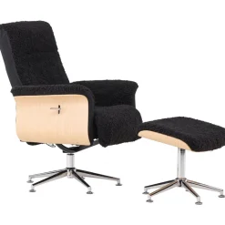 Hagön reclinerfåtölj med fotpall - Svart/oljad ek