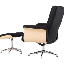 Hagön reclinerfåtölj med fotpall - Svart/oljad ek + Fläckborttagare för möbler