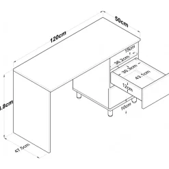 Hanna skrivbord 9, 120 x 50 cm - Valnöt/antracit