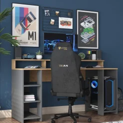 Hanna skrivbord 10, 160 x 55 cm - Valnöt/antracit