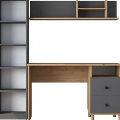 Hanna skrivbord med hyllsystem 15, 120 x 50 cm - Valnöt/antracit