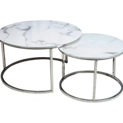 Harrisburg soffbord 80 x 80 cm - Vit/krom + Möbeltassar