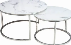 Harrisburg soffbord 80 x 80 cm - Vit/krom + Möbeltassar