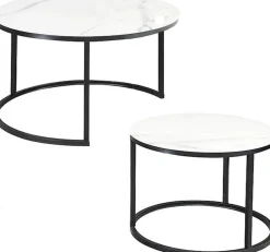 Harrisburg soffbord 80 x 80 cm - Vit/svart + Textilrengöring för möbler