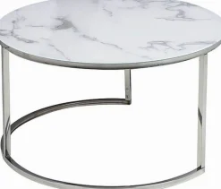 Harrisburg soffbord 80 x 80 cm - Vit/krom + Textilrengöring för möbler