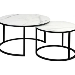 Harrisburg soffbord 80 x 80 cm - Vit/svart + Möbeltassar