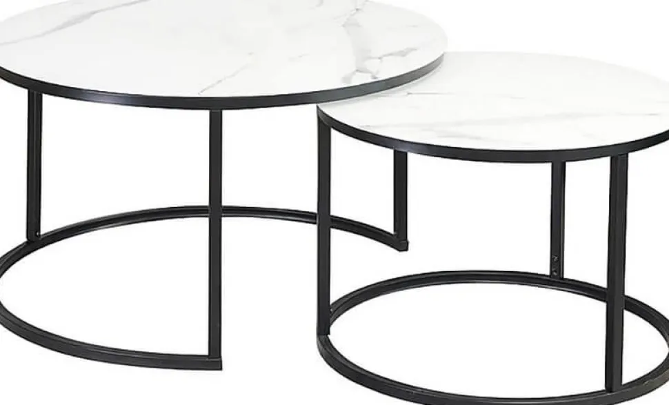 Harrisburg soffbord 80 x 80 cm - Vit/svart + Möbeltassar