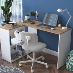 Haylie hörnskrivbord 120x50 cm - Ek/vit