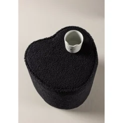 Heart sittpuff - Svart teddy