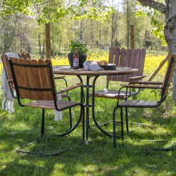 Holmsund matgrupp - Svart/natur + Textilskydd för utemöbler