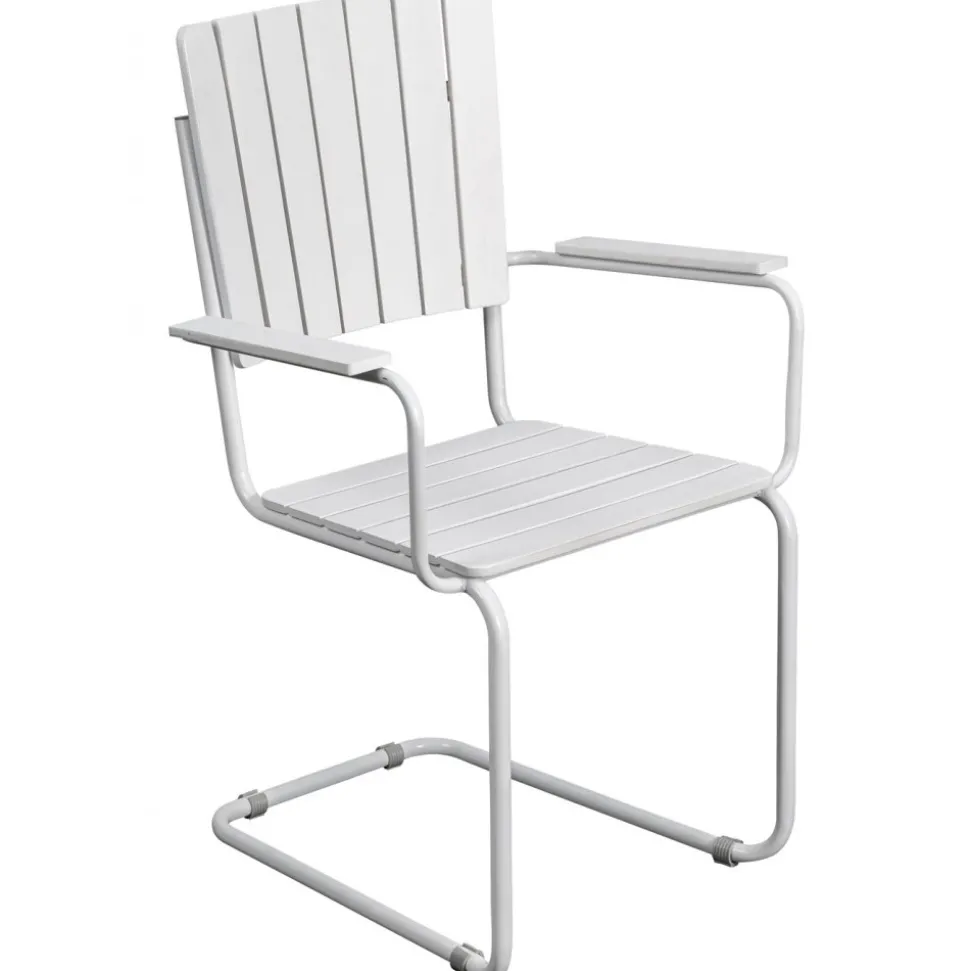 Holmsund stol med armstöd - Vit + Textilskydd för utemöbler