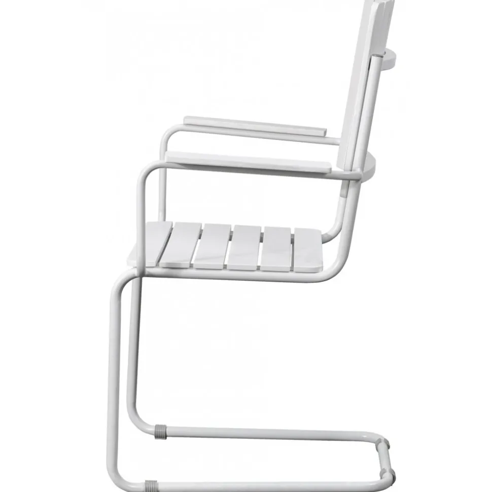 Holmsund stol med armstöd - Vit + Textilskydd för utemöbler