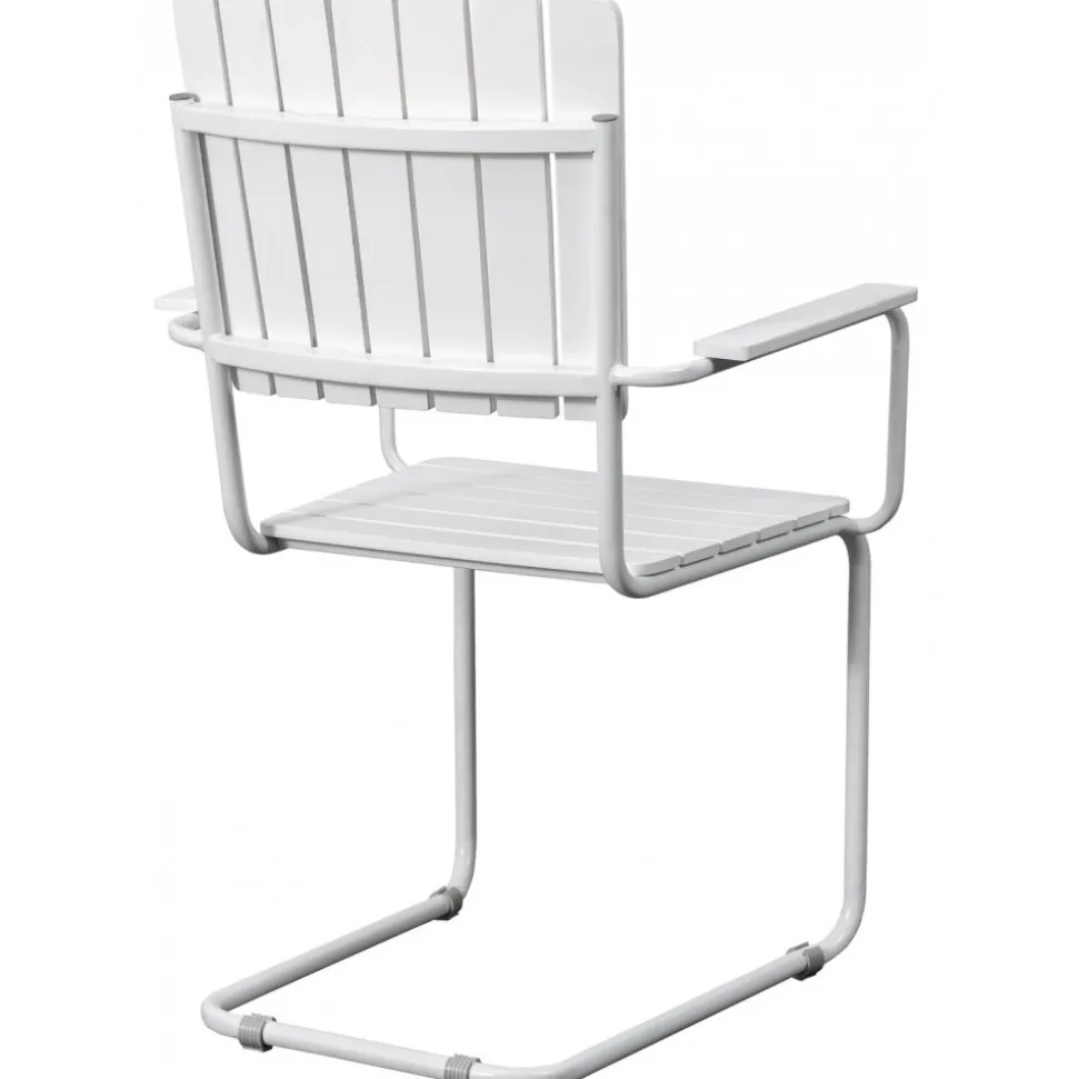 Holmsund stol med armstöd - Vit + Textilskydd för utemöbler