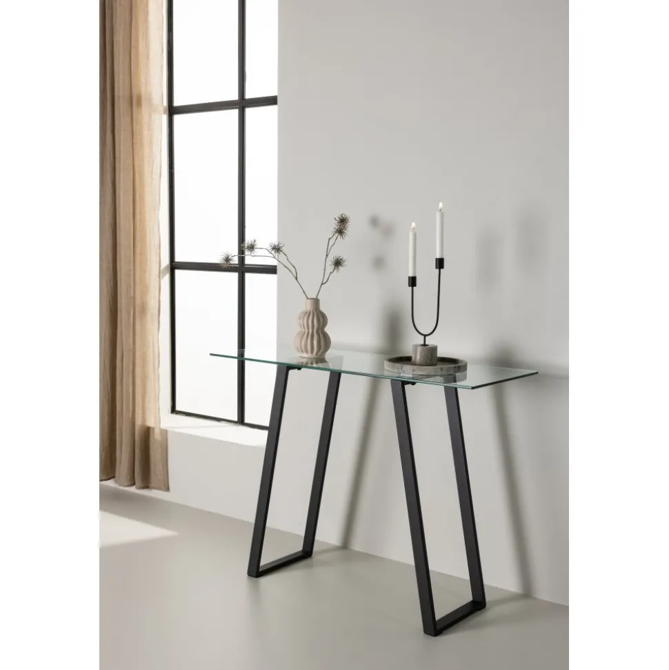 Horten avlastningsbord 100 x 40 cm - Svart/Transparent