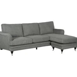 Howardsoffa med divan - Grå + Möbeltassar