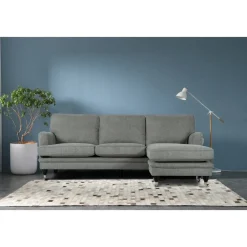 Howardsoffa med divan - Grå + Möbeltassar