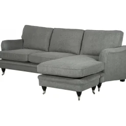 Howardsoffa med divan - Grå + Möbeltassar