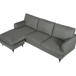 Howardsoffa med divan - Grå + Möbeltassar