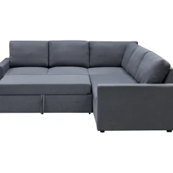 Hörnsoffa med bädd och förvaring - Grå + Fläckborttagare för möbler
