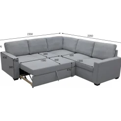 Hörnsoffa med bäddfunktion och förvaring + Fläckborttagare för möbler