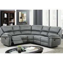 Hörnsoffa recliner grå microfiber + Fläckborttagare för möbler