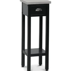 Hugo svart Sängbord höjd 70 cm cement-topp + Möbeltassar