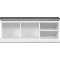 Hugo vit sittbänk med cement + Möbeltassar