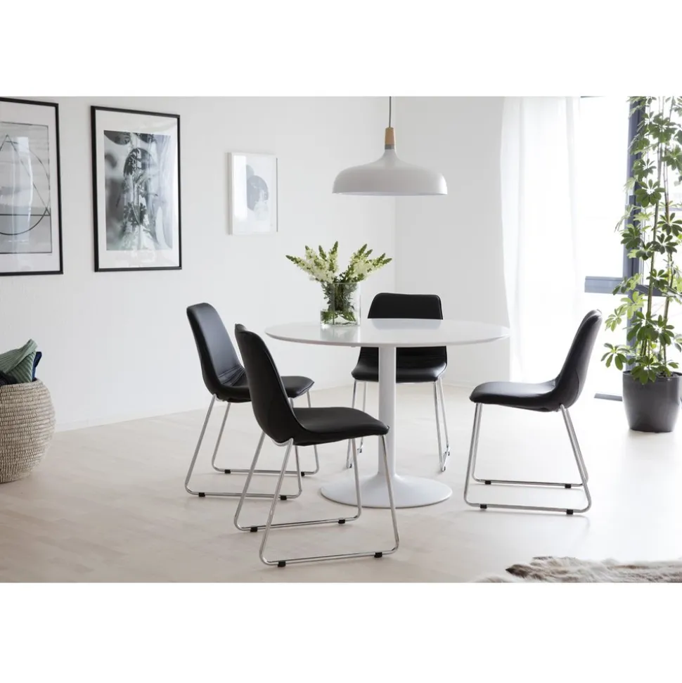 Ibiza vitt runt matbord ø110 cm + Möbeltassar