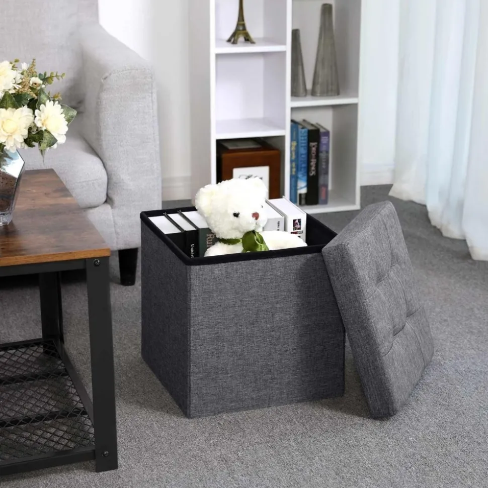 Idris sittpuff med förvaring - Mörkgrå