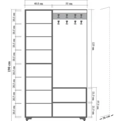Inci 200 hallmöbel i ljus ek