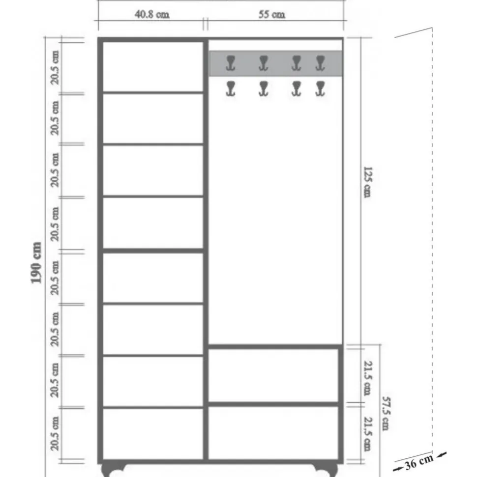 Inci 200 hallmöbel i ljus ek