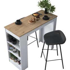 Jarik barbord 120 x 50 cm - Valnöt/vit