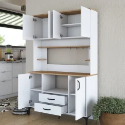 Jeriko köksskåp 168 - Vit/valnöt