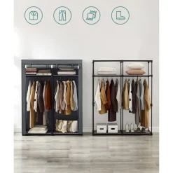 Joshua garderob 140 x 174 cm - Grå