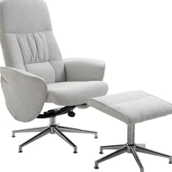 Julius reclinerfåtölj med fotpall - Grå tyg