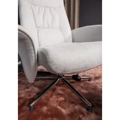 Julius reclinerfåtölj med fotpall - Grå tyg