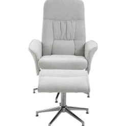 Julius reclinerfåtölj med fotpall - Grå tyg