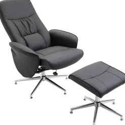 Julius reclinerfåtölj med fotpall - Svart PU